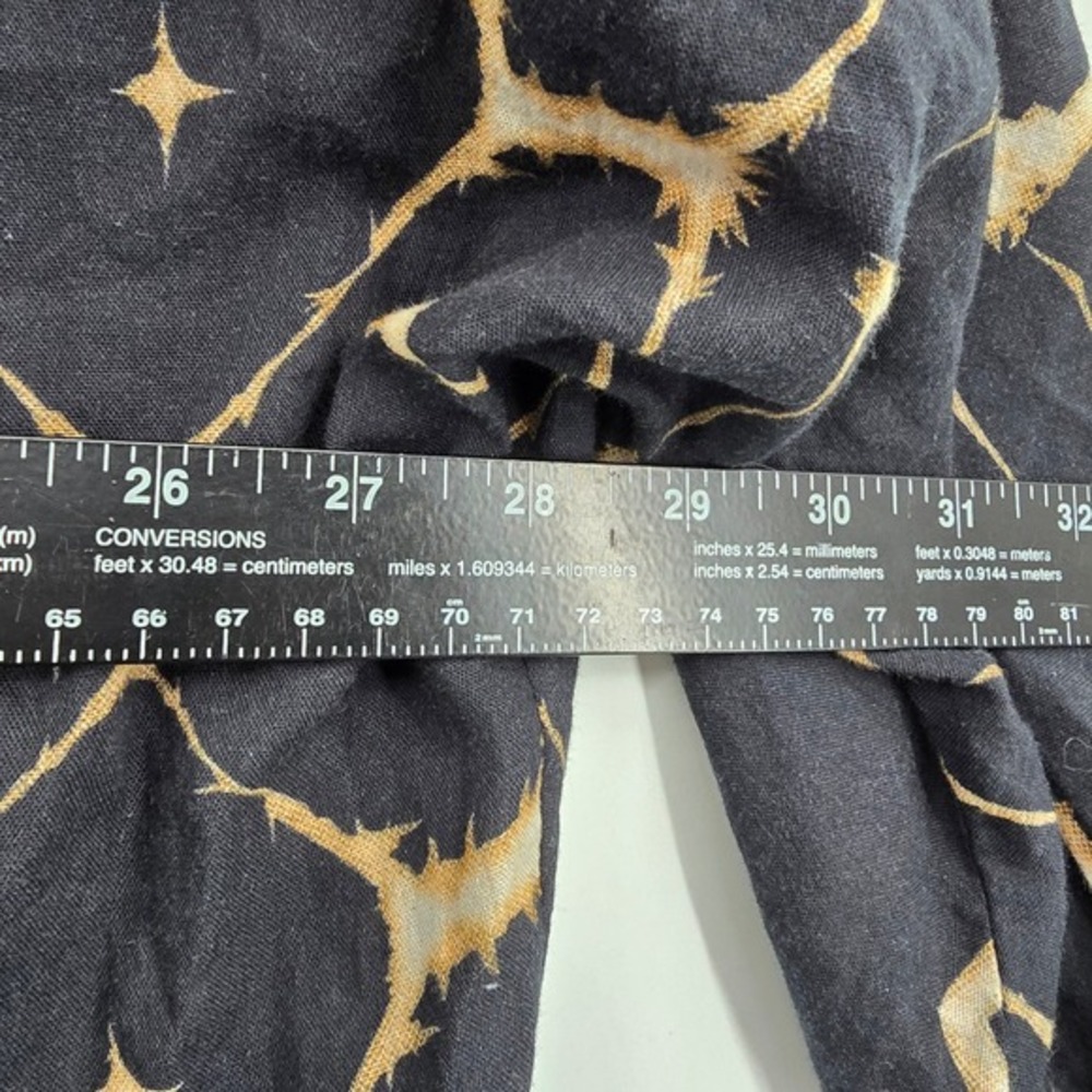 Sundance Womens Black Tan Geometric Tie Dye Cotton Tassel Peasant Blouse Medium - Picture 8 of 10
